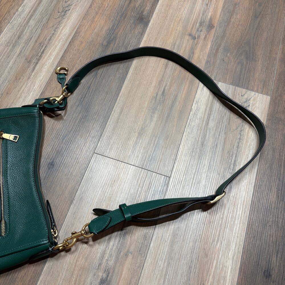 Coach Chaise Crossbody Bag Dark Pine Leather Detachable Strap Zip Back Pocket - Picture 5 of 12